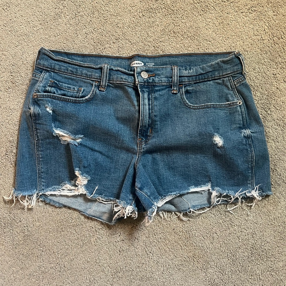 Old Navy Blue Jean Shorts Distressed Frayed Hem
